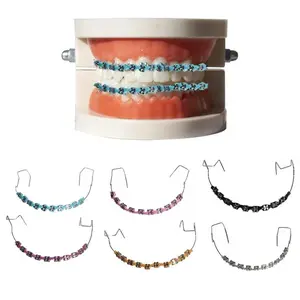1 Pair Fashion Braces Colorful Temporary Tooth Decoration with Metal Wires Metal Bracket Orthodontic Ligature Ties High Quality, Ball Hook, Pair Pack