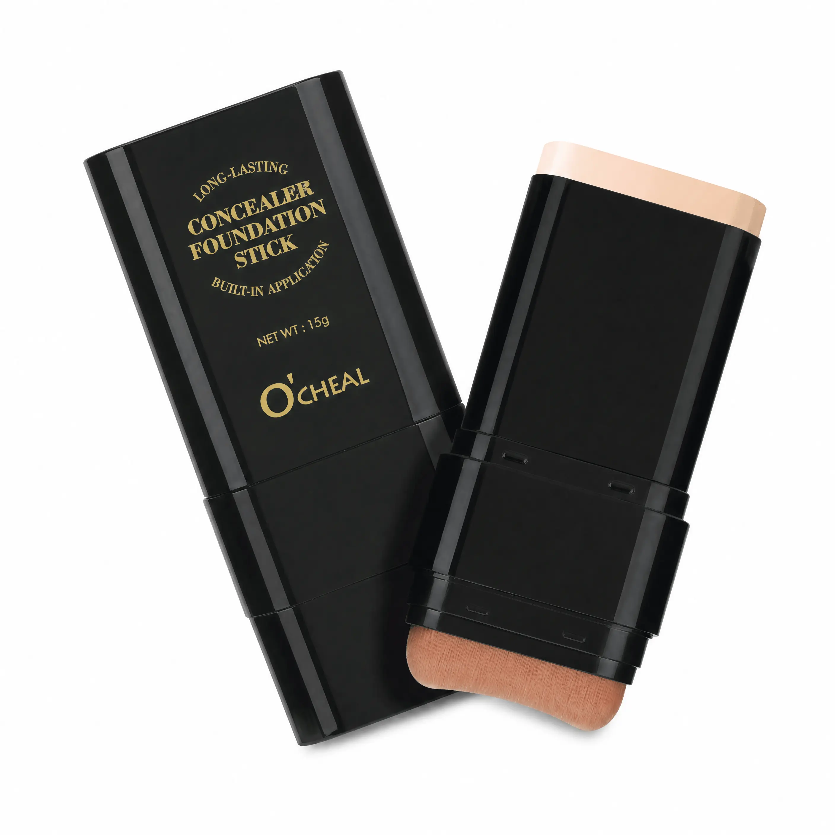 2-in-1 Foundation Stick with Built-In Brush, Long-Lasting Concealer Foundation, Full Coverage, Natural Matte Finish, Waterproof & Sweatproof, Blurs Blemishes, Easy to Blend, All-Day Wear, Travel Size Makeup for Flawless Skin