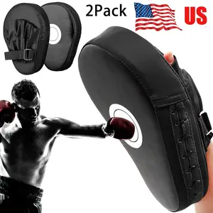 2Pcs Black Boxing Focus Mitts - Boxing Equipment with 5-Finger Design, Abrasion-Resistant Material, Adjustable Wrist Strap for Pro-Level Punch Training