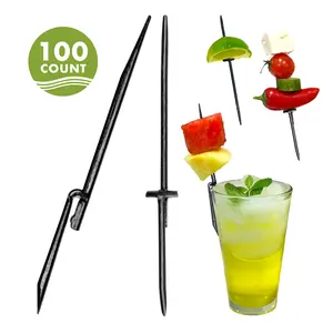 Garnishmate Clip On Garnish Holder Cocktail Pick Accessory for Entertaining Drinks & Charcuterie Boards for Home Bar Cart or Bartender Kit with Rounded Tip 100 Count Made in USA
