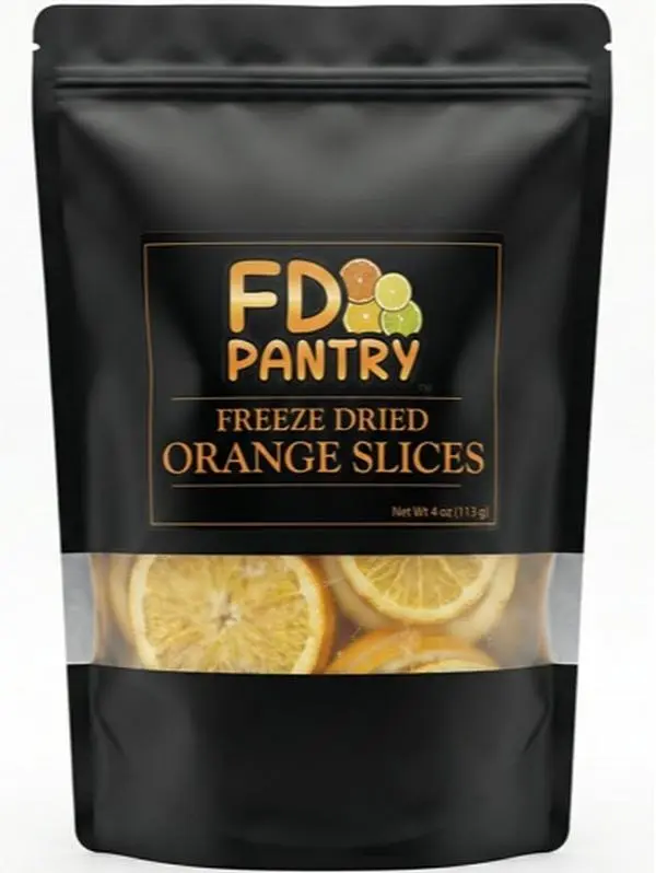 FD Pantry Freeze-Dried Orange Slices  Cocktail Garnish, Dried Fruit Snack, USA-Grown, No Sugar Added dry 4oz (20–25 Slices)