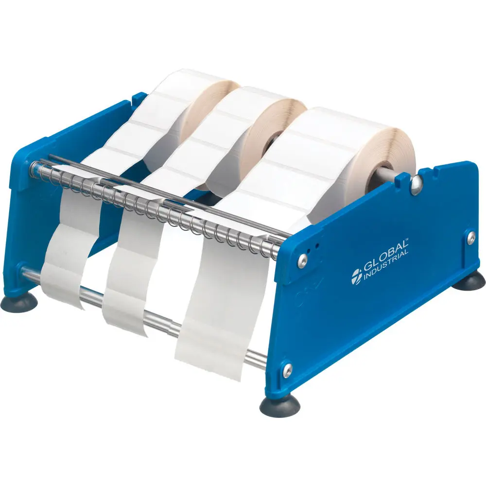 Global Industrial 412609 Plastic Compact Manual Op. Label Dispenser, for Max 6in Wdth Pre-Made Lbls, Office Equipment Accessory for Label Printers, 3-3/8 In., 4 In., Lasting Durability, 9-7/16 In.