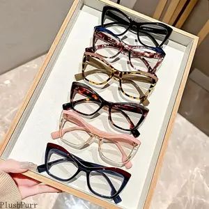 Chic Cat-Eye Blue Light Blocking Glasses, Retro Tortoiseshell Design, Full-Rim PC Frame, Fashionable Computer Eyewear for Women