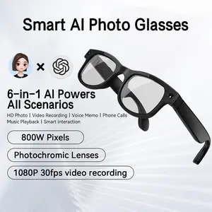 NEW Smart AI Glasses with 8MP Camera Video Recording Chatgpt 100+ Languages Real-Time Translation Bluetooth Call Music Play Replaceable Lenses Earphones for Travel Outdoor Adventures Cycling Wearable Devices
