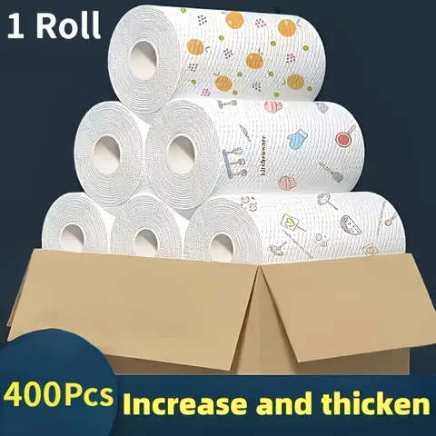 Random Color Disposable Kitchen Cleaning Cloth (400pcs/roll), Reusable Water Absorbent, Household Cleaning Rag, Kitchen Cleaning Supplies, Home Cleaning Supplies, Kitchen Wipes