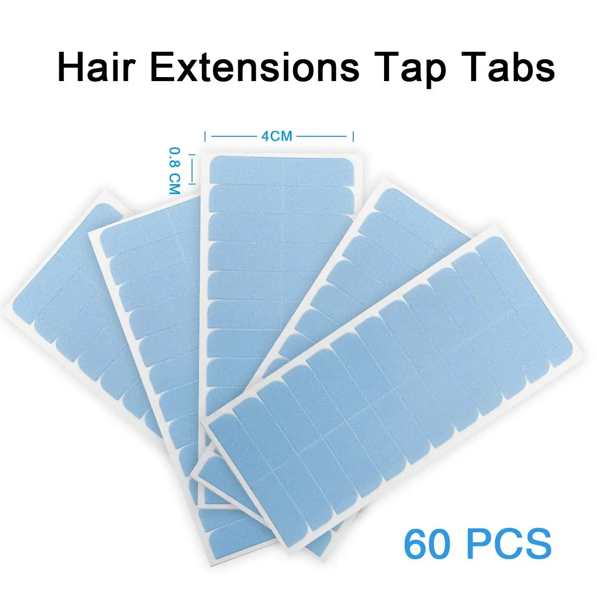 SUYYA Hair Extension Tape Tabs, Blue Double Sided Adhesive for Replacement Use, Waterproof and Heatless Wear with Pre-cut Slots, 4cm x 0.8cm, Sticky Tabs For Hair Extensions, Adhesive Tab