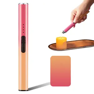 Windproof Flameless Electric Lighter, Electric Arc Flameless USB Lighter, Rechargeable BBQ Candle Lighter with Safety Lock and USB Fast Charging Data Cable (Orange)