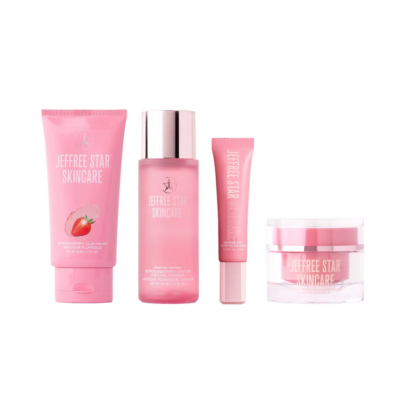 Strawberry Splash Set - Includes Strawberry Clay Mask, Travel Size Strawberry Water Facial Toner, Morning Dew Hydrating Eye Cream, & Travel Size Hydrating Moisturizer