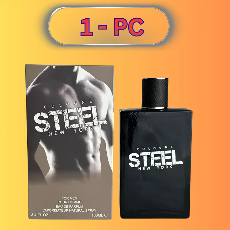 Men’s 3.4oz Eau de Parfum Spray (Perfume for Sale) by United Scents - Steel, Black Intense, Red Intense - Long-Lasting Woody, Fresh, Citrus, Spicy Masculine Cologne