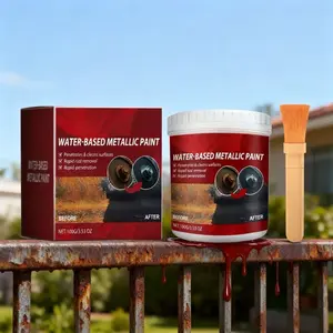 100g Rust Removal Converter Metallic Paint Water-Based Metal Rust Remover for Car Coating Multi-Purpose Anti-Rust Protection with Brush