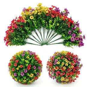12 Pack Mixed Color Artificial Outdoor Flowers, Faux UV Resistant Fake Bouquet, Multicolor Silk Greenery Plant for Hanging Planter Window Box Porch Garden Yard Decor, Indoor Outdoor Home Wedding Arrangement Decoration