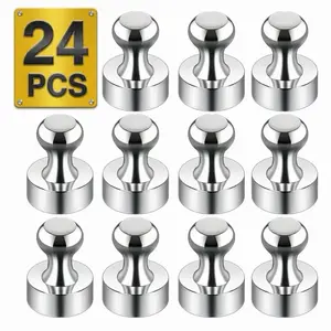Strong Magnetic Push Pin Magnets, 24-Pack Home Decor Refrigerator & Whiteboard Magnets