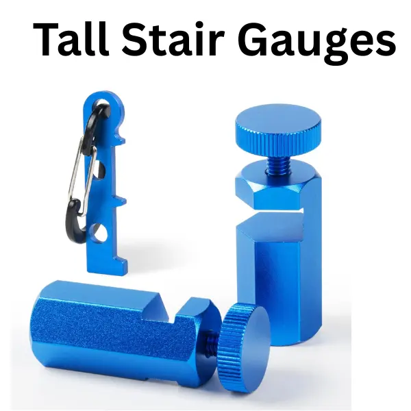 3-Piece Metal Stair Gauges Convenient Set Pack with 2 Holders, 1 Carabiner Clip, High Accuracy Inches Clamps for Framing Square, DIY Projects, Construction Carpentry Work Layout Tool, Durability