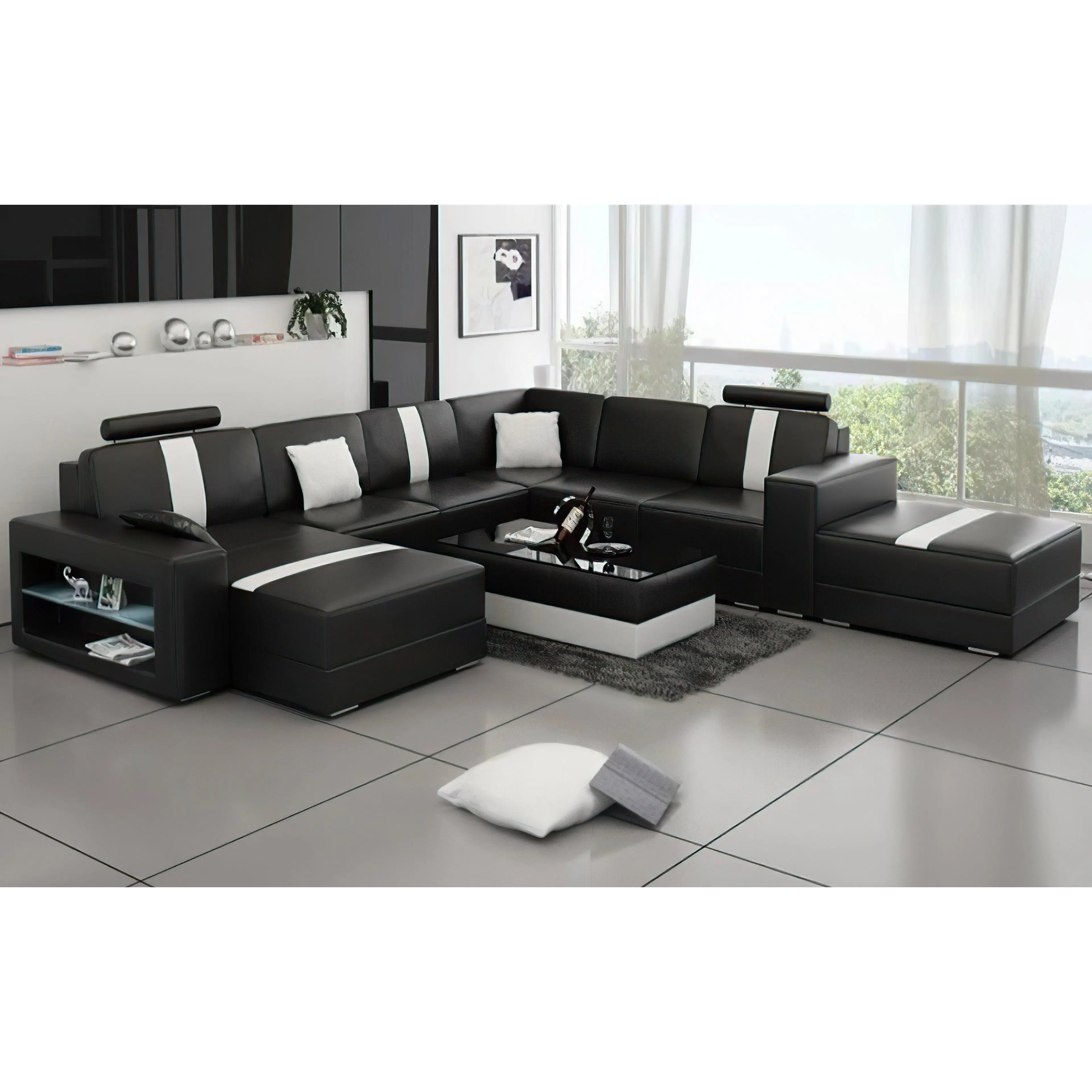 Hemet Leather Sectional with Chaise