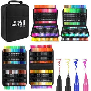 Art Marker Pen Set with Carrying Case, 1 Set 100/120/168 Color Double-ended Brush Pen, Fine Tip Marker Pen, Art Supplies for Painting, Journaling & Art Projects, Art School Supplies