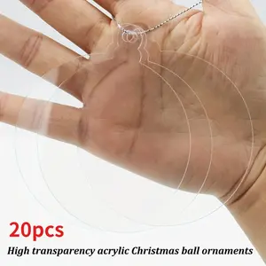 20pcs 3 Inch Clear Blank Acrylic Christmas Ornaments Unfinished Round Acrylic Christmas Ornaments For DIY Craft Hanging Ornaments For Christmas Tree Decoration Xmas Day Home Party Decorations