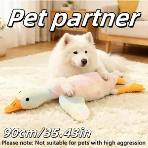 90cm/35.43in - Large-sized big goose pet plush toy, dog companion toy, suitable for small, medium and large pets, multiple colors available, pet holiday gift, dog toy & dog plush toy, with embroidered eyes and zipper-free design, Puppy