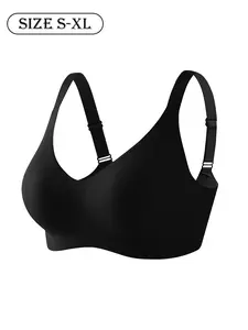 1 piece / 6 colors, high-quality women's seamless jelly bra, four rows of three hooks, XS - XL sizes, push-up and adjustable sports vest, suitable for daily wear, parties, yoga, comfortable, breathable, slimming and skin-friendly, women's non-wire bra.