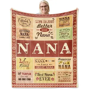 Nana Gifts, Gifts for Nana, Best Gift for Mother's Day Birthday Christmas Valentines Day Bday Present for Grandma with Heartwarming Words and Healing Thoughts Blanket 60''x50'', Nana's Gift