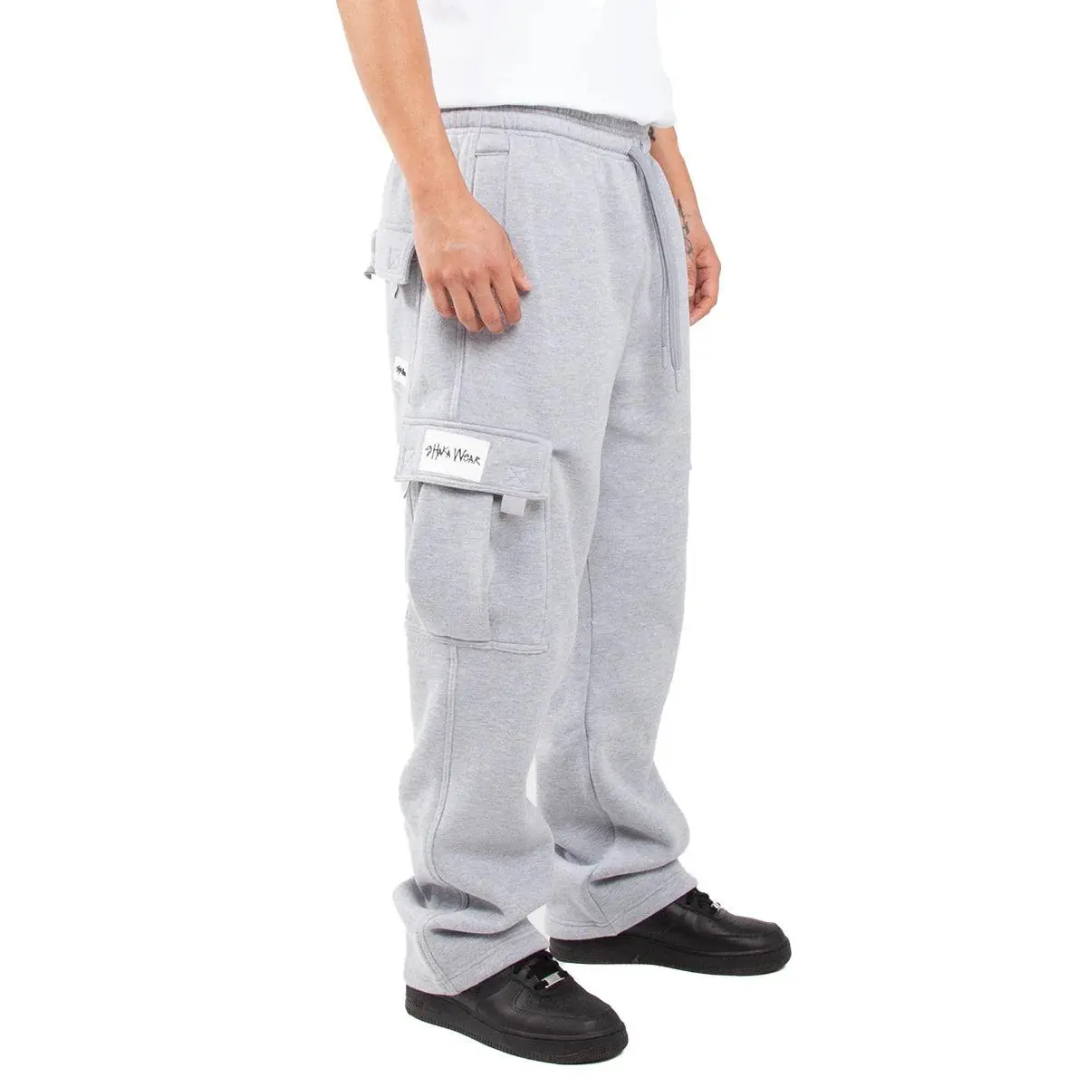 SHAKA WEAR Men's Cargo Sweatpants, Classic Streetwear Style, Heavyweight Cotton-Polyester Fleece Fabric with a Straight Leg Fit, Soft, Men's Sweatpants, Cap, Mensfashion