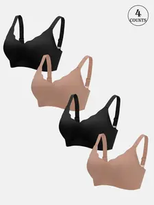 4 pack women wireless bra Fitted high elasticity strap design anti sagging push up secure for everyday activities