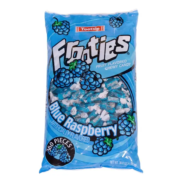 Frooties Blue Raspberry Chewy Fruit Candy, 360-Piece Large Bag (38.8oz Net Wt.) - Low Fat Artificial Snacks, 12-Month Shelf Life, Cupboard-Storable Sweet & Tangy Treat