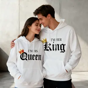 Couple Hoodies | "I’m Her King & I’m His Queen" Royal Matching Style, Romantic Pair Vibe, Perfect for Autumn & Winter, Ideal for Dating Outings & Anniversary Celebrations