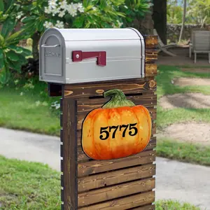 Designocracy MA8158414-12 12 in. Pumpkin Wooden Custom House Number Sign Decor
