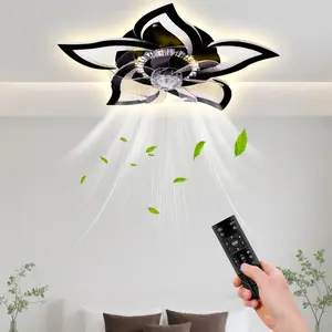 27 Inch Ceiling Fan with Lights with Low Profile,110v Modern Dimmable Flower Shape, Remote Control/app Control,Timing 6 Gear Speeds Fan Ceiling Lamp