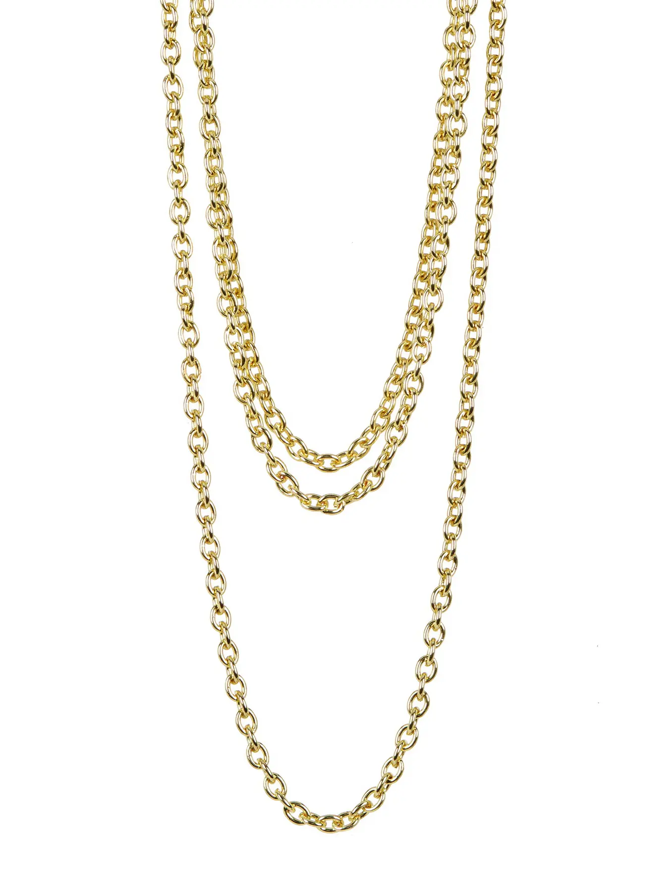 Triple Layered Chain Necklace In Gold For Women