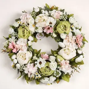 Spring Summer Decorative Wreath, Peony Flower Design, Mother's Day Decoration, Perfect Gift for Home Office Garden, Holiday Occasion, Artificial Flowers