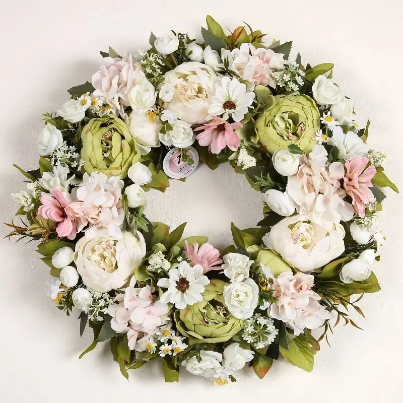 Spring Summer Decorative Wreath, Home Decor Accessory, Peony Flower Design, Mother's Day Decoration, Perfect Gift for Home Office Garden, Holiday Occasion, Flower Design Decorations, Artificial Flowers