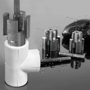 5-Piece Integrated Internal External Pipe Threading Tool Set, Heavy Duty Plastic Pipe Reamer & Threading Kit, Drill Compatible for PVC/PPR/MPP Pipes, Multi-Size 1/2", 3/4", 1" Pipe Thread Cutter for Home DIY and Professional Plumbing Work