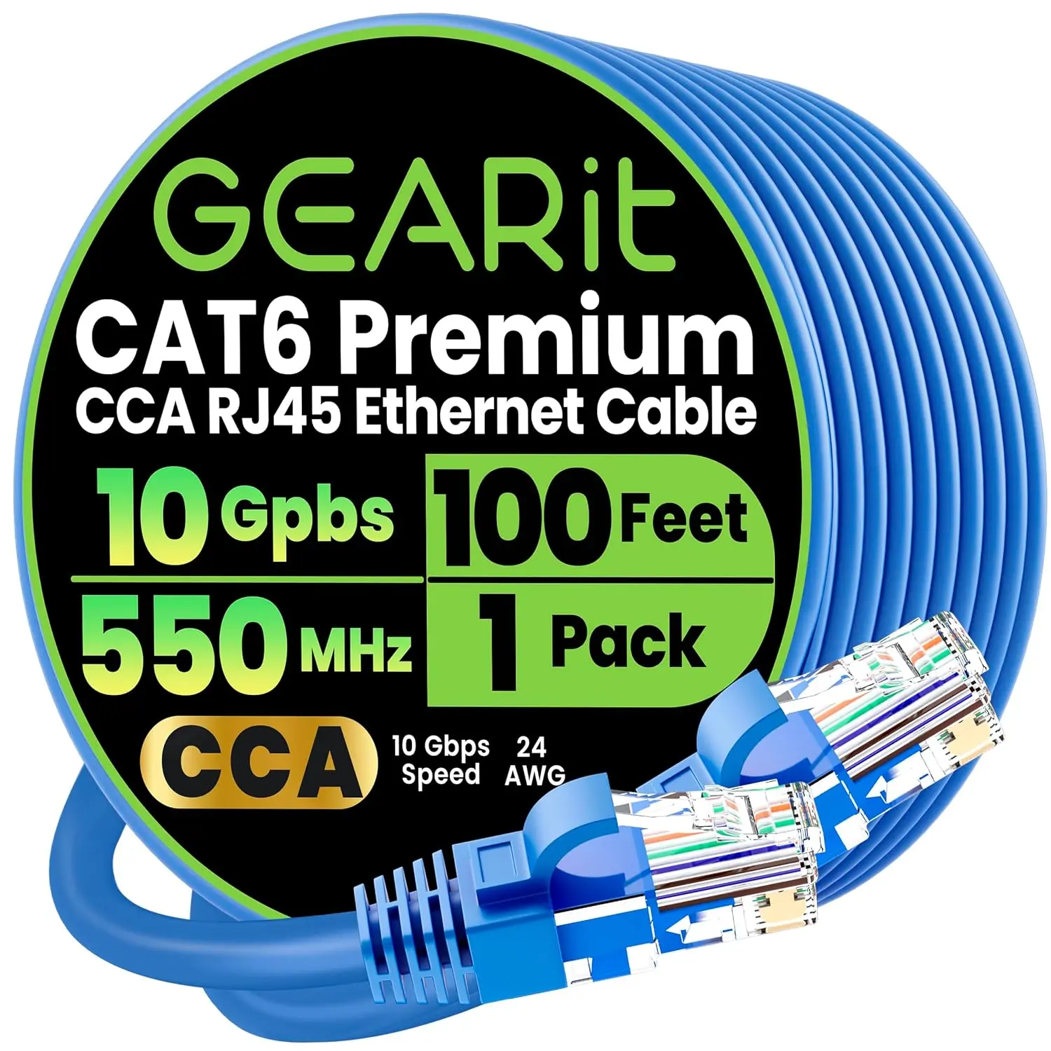 GEARit Cat6 Ethernet Patch Cable - High-Speed CCA UTP Network Cord, Blue for LAN, Home Network, Gaming GEARit Cat6 Ethernet Patch Cable - High-Speed CCA UTP Network Cord, Blue for LAN, Home Network, Gaming