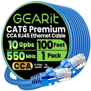 GEARit Cat6 Ethernet Patch Cable - High Speed CCA Network Cord - UTP, Blue