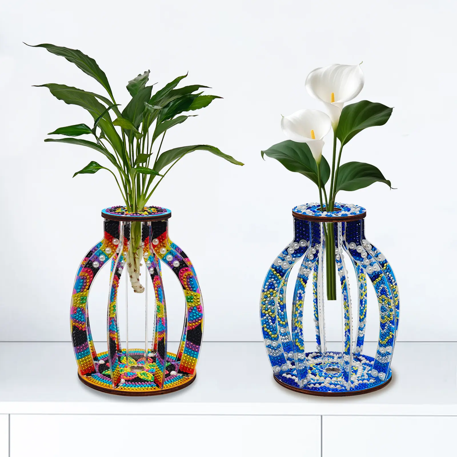 Needlework DIY Acrylic-Wooden Diamond Art Puzzle Vase Craft Kit for Adults, No Battery Needed, Home Decor Supplies | Toys & Hobbies