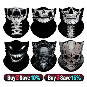 6pcs Face Mask, Neck Gaiter Shield for Cold Weather Scarf Elastic Balaclava Headbands Headwear, Windproof Skull Bandana for Men for Motorcycle Cycling Riding Skiing Party Breathable Protection Skeleton Ghost Multi-Functional Christmas Gift tiktokshopsprin