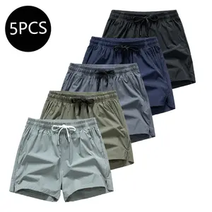 Multiple Pieces Available Men's Summer Sports Casual Comfortable Breathable Shorts with Zippered Pockets Five-Point Shorts mens cozy Elastic Drawstring Casual Pants