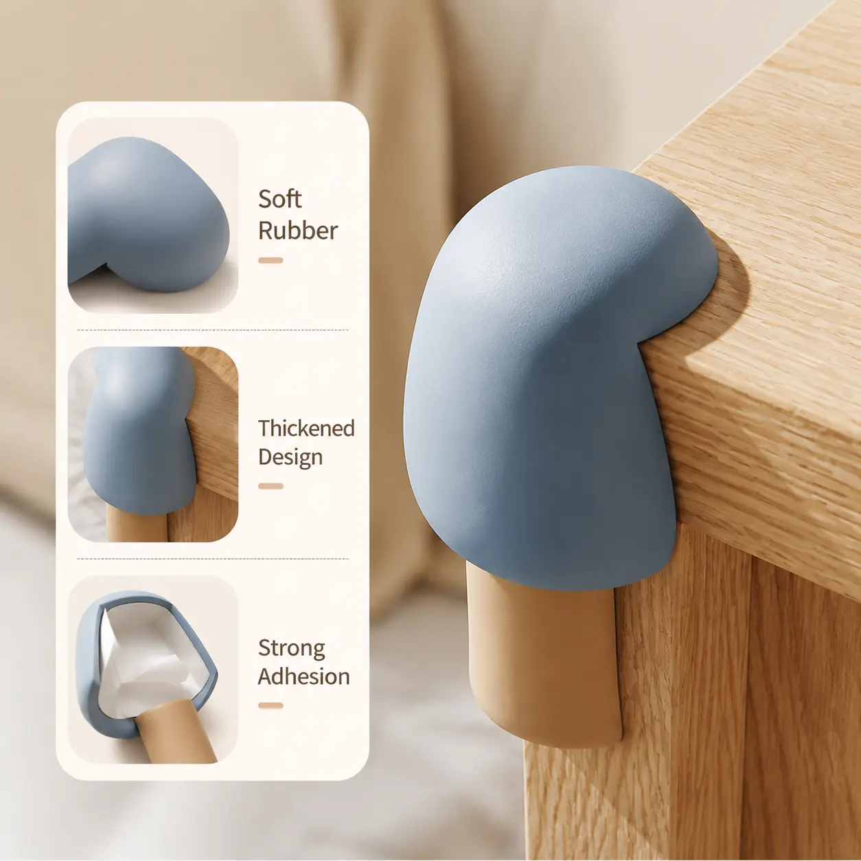 4-Count Playful Tree-Shaped Soft Rubber Table Corner Protectors, High-Strength Adhesive Back Rubber Material Covers for Household Daily Use, No Sticky Residue, Impact Protection, Guard, Small