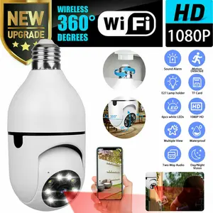 1080P HD Wireless Light BulbCamera,2.4GHz WiFi 2K Security Network Monitor, 360° Pan-tilt Intercom With LED Light, Color Night Vision, 2-Way Audio, Motion Tracking
