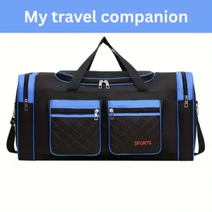 THIN NYLON Blue Duffel Bag, SHORT-TERMS Use Lightweight & Durable Travel bag Alternative with Deep Robust Zipper Compartments