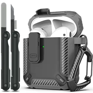 Rfun E Series Airpod Case Second Generation, Military Hard Shell Protection with Lock, Compatible with Charging Box, Front LED, Trendy Must-Have, Audio, Earbuds, Wireless