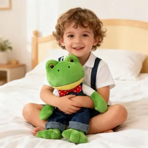 Soft Green Plush Frog Stuffed Animal with Suspenders - Cute Hugging Toy Suitable for Birthdays, Easter, Christmas & Bedtime Companion - Plush Toy for & s