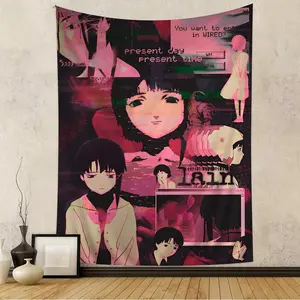 Serial Experiments Lain Light Z1 Cartoon Print Tapestry, Science Fiction Art Wall Hanging, Water-Resistant Home Decor, Decoration, Room Decor for Bedroom, Gentle Handwash Wall Art
