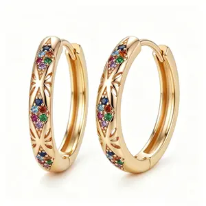 Mult-colors Zircon Hoop Earring for Women, Exquisite Design Fashion Jewelry Gift for Holiday Haul Christmas Birthdays Anniversaries, Party Jewelry, Fashion Jewelry Party, mothersdaygift