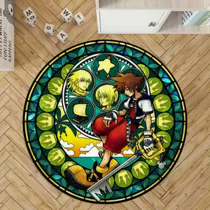 Colorful Glass Round Carpet, Cartoon Creative Home Decor Mat, Cartoon Pattern Decorative Rug, Game Room Bedroom Living Room Kitchen Universal, Holiday Gift Choice