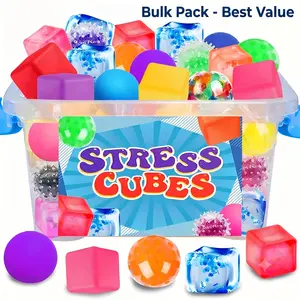 20Pcs Small Squishy Cubes Set, Mini Sensory Stress Relief Toys Pack for Classroom Rewards, Kids Birthday Party Favors, Quiet Office Decompression Gadgets, Sensory Squeeze Ball Party Favors, Unique Novelty Stress-Relieving Accessories， Stress Reliever