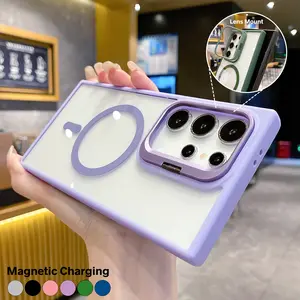 OREKROY For Samsung Galaxy S25 S24 Ultra S25/S24 Plus S23 S22 Mag Safe Magnetic Shockproof Bumper Slim Hard Clear Case With Individual Camera Lens Protector Film Phone Cover