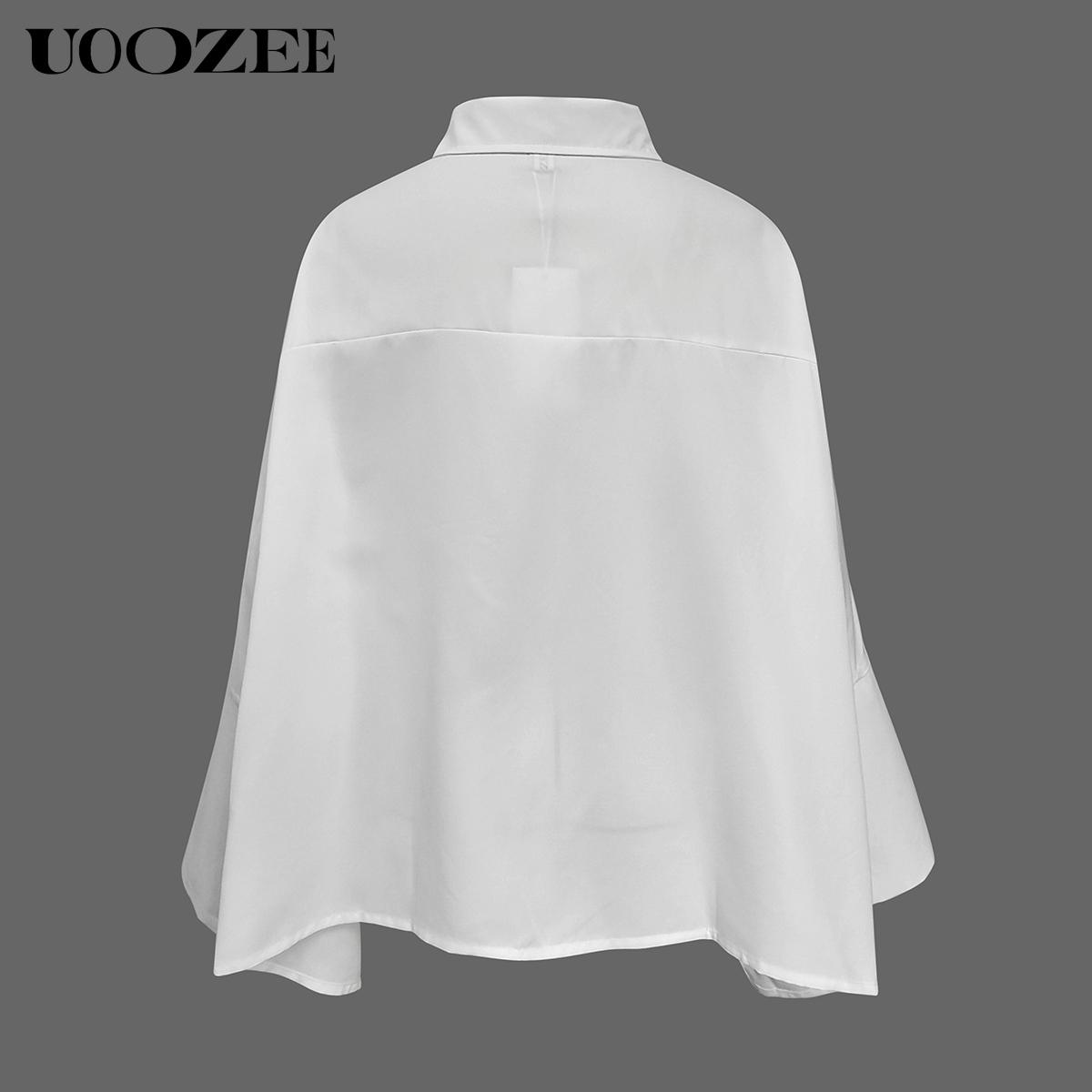 UOOZEE Women's Loose Oversized Collared Lapel Blouse - Polyester Fabric, Basic Style, Comfortable Longsleeve Lady Top for Commuting, Office, Fall Occasions,summervibes