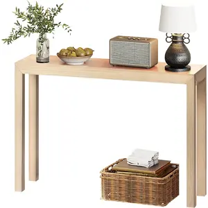 Ubesgoo 46" Console Table for entryway, Solid Wood Entryway Table, Narrow Sofa Table Behind Couch, for Living Room, Hallway, Bedroom, Entrance, Seashell